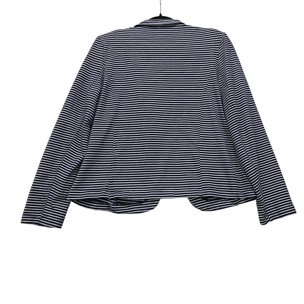 Tommy Hilfiger Womens Navy Blue White Striped Military Blazer Jacket Large L - Picture 2 of 9